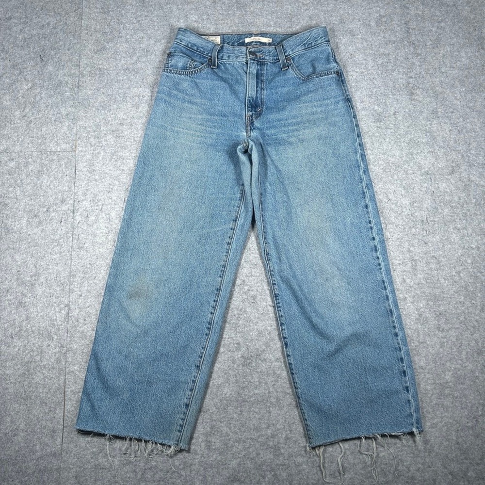 Levi's Denim Jeans Women 26 Blue Baggy Dad Wide Leg Raw Hem High Rise Loose Fit